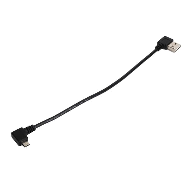 USBA til Micro USB Han Data Kabel Højre Vinkel Tilslutningsadapter Kabel 24cm Sort