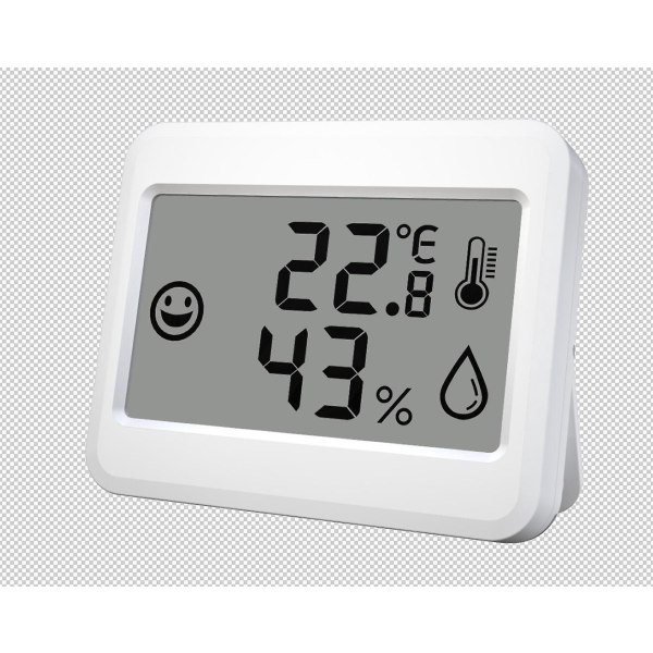 Silver Wake Up Time RC Väckarklocka, Smiley elektronisk termo-hygrometer - Mini inomhushygrometer för hem, baby