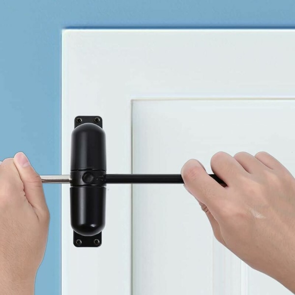 Automatisk dørlukker, sikkerhedsfjeder - nem installation, forvandler svingdøre til selvlukkende døre - sort 9,82,5 cm
