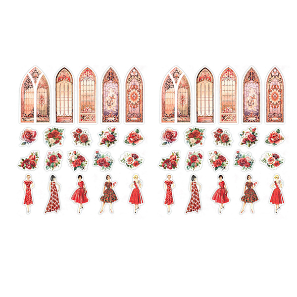 Scrapbook Stickers Fönster Karaktär Blommönster Scrapbooking Trädgårdssticker för Fotoalbum Journalföring 40 Ark Typ 1