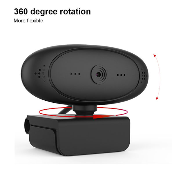PC Kamera Webbkamera HD 1080P Datortillbehör Inbyggd Mikrofon för Videokonferens (Svart)