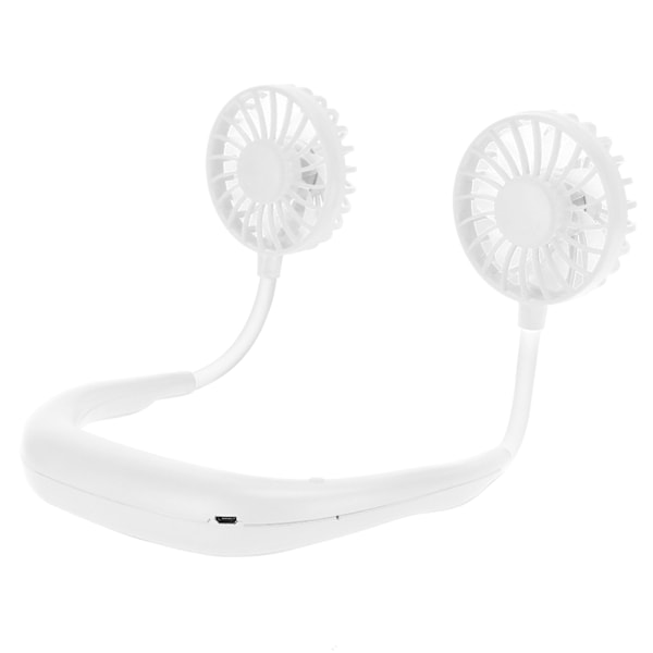 Spel Sport Hands Free Fläkt USB Uppladdningsbar Hängande Halsfläkt 3 Lägen Justerbar (Vit)