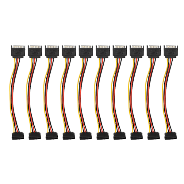 10 kpl SATA-kaapeleita 15-nastainen 90 asteen uros-naaras virtajohdon jatkoadapteri HDD SDD optisille asemille