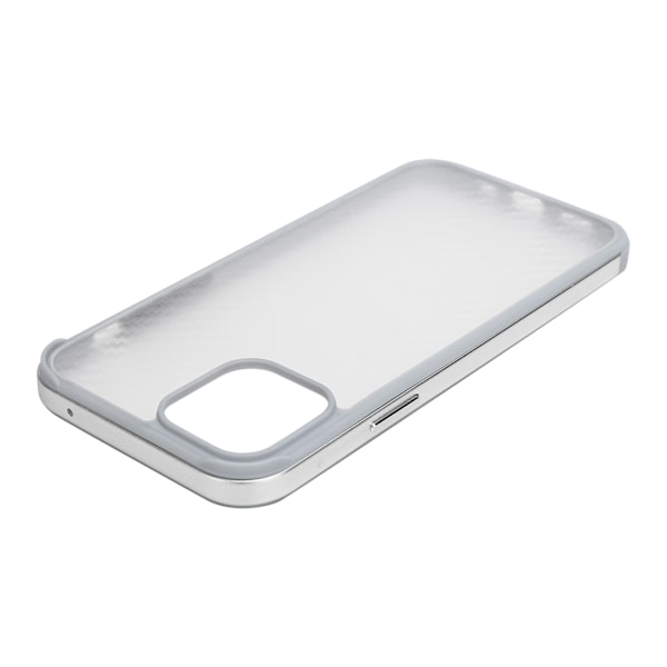 SULADA Mobiltelefonskal Fibertruktur Metallram Helkroppsskydd för iPhone 12/12PRO Elegant Silver