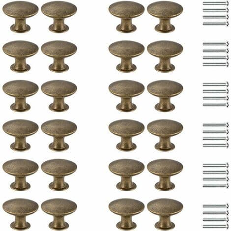 24 stk Runde Skapsknapper, Vintage Skuffeknapper, Messingknapper, Dørknapper for Skap Kjøkken Sengeskap