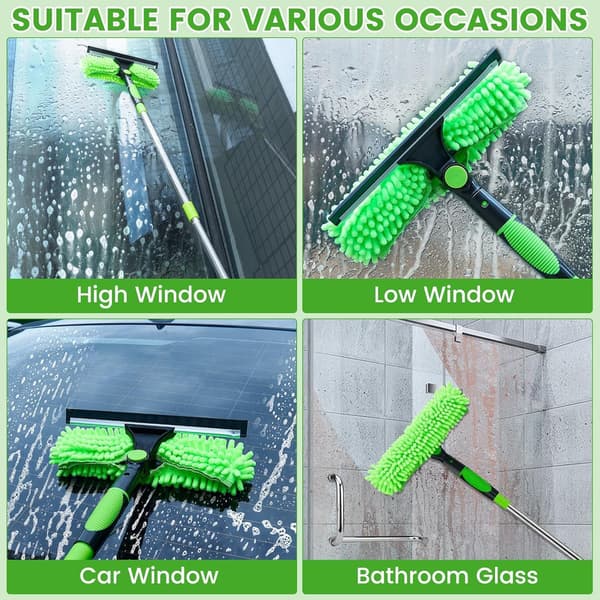 5 m Telescopic Window Scraper - Professional 2-in-1 Window Cleaner with Cobweb Brush and Microfiber Duster