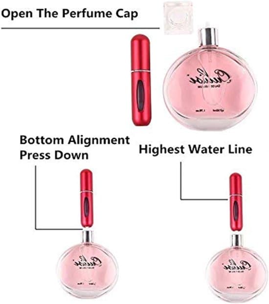 Sett med 3 – Mini Parfymeflasker – Parfymespray – Påfyllbare – 5 ml – Blå, Sølv, Rosa