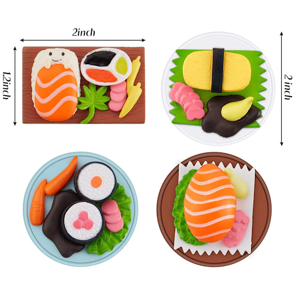 4 stk/sett Sushi Miniatyr Figurer Dukkehus Miniatyr Sushi Mikro Scene Landskap Ornamenter Mat Rekvisita Dekorasjon