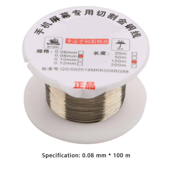 100m Molybden-skärtråd för LCD-skärmseparatorreparation (0,08 mm * 100 m)