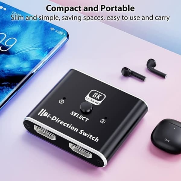 8K60Hz HDMI-svitsj 2 til 1 og splitter 1 til 2 4K120Hz 48Gbps