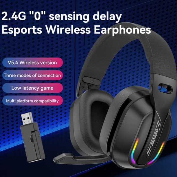 2.4G Trådlöst Bluetooth Over-Ear Gaming Headset med Mikrofon