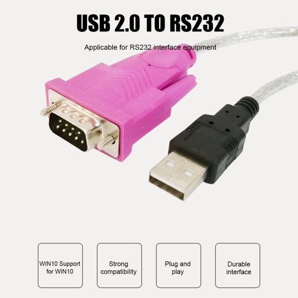 USB 2.0 till RS232 serieportskabelomvandlare DB9 Universal hankontaktkabel 1,5 meter