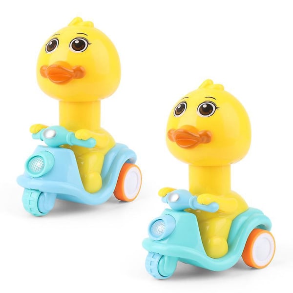 2stk Søt tegneserie Duck Pull Back Biler Lekesett for gutter - Baby Inertia Sliding Press Toy Animal Force for bursdagsgave