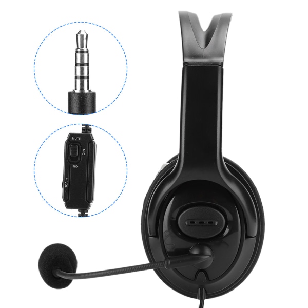 ABS Letvægts Computer Mobiltelefon Gaming Headset Moving Coil 3,5 mm Opkald Hovedtelefon til PS4Sort med Hvid Boks Emballage