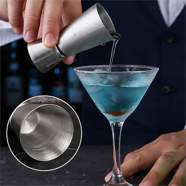 Dobbelt måleglas - Drikkemåler cocktail jigger 30/60ml sølv