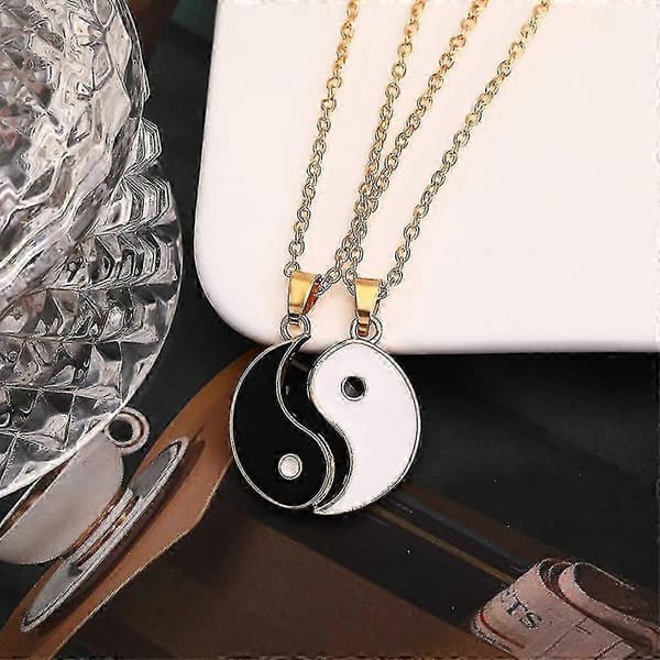 Stitching Yin Yang Halsband för Tai Chi-övning Parset Silver