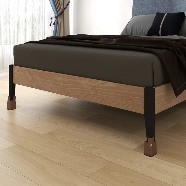 Justerbare møbelstige - sett med 4, 10 cm høyde, brune, kraftige benstøtter for seng, bord, sofa, skrivebord (0,8-1,6 tommer)