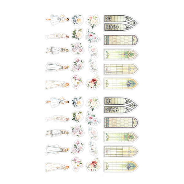 Scrapbook Stickers Fönster Karaktär Blommönster Scrapbooking Trädgårdsdekaler för Fotoalbum Journalföring 40 Ark Typ 2