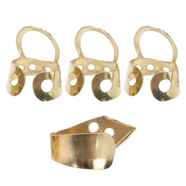 Fingerplektrum Metall Justerbara Ihåliga 3st Pekfinger 1st Tumme Banjo Gitarr Ukulele Delar (Guld)