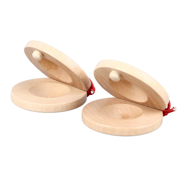 2 st Trä Finger Castanet Slagverksinstrument Finger Castanet för Barn Tidig Utbildning