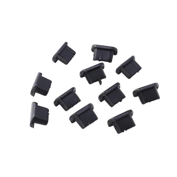 10 st Dammskydd Mobilladdare Port Stopple för iPhone 7/8 7 Plus/8Plus (Svart)