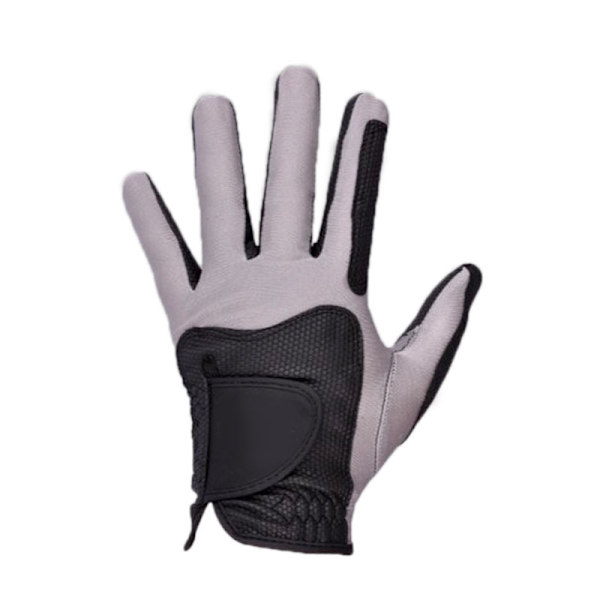 Golfhandske Vänster Hand Polyester Hög Elasticitet Andningsbar Tvättad Enstaka Golfhandske för Män Kvinnor Svart Grå M
