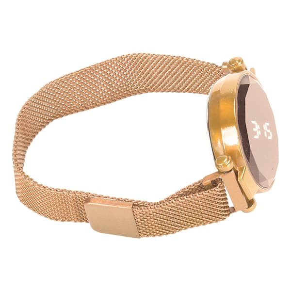 LED-ur til kvinder, stor skærm, holdbar legering, modedesign, digitalt LED-ur til piger, kvinder, voksne, rosaguld