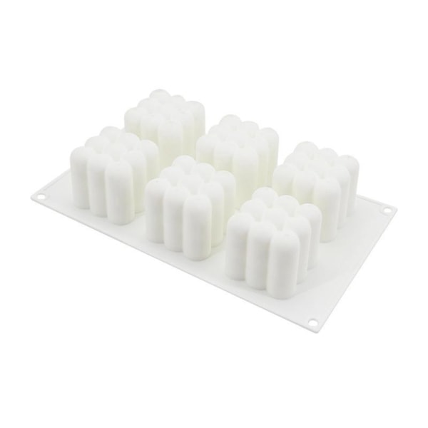 3D håndlavet DIY silikone kageform - 6 huller magisk terning, hvid