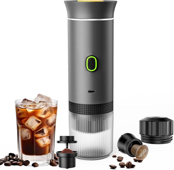 Portable Coffee Maker, Espresso Machine for Camping, Travel Kettle with USB-C, 3-in-1 Small Espresso Machine for RV, Hiking, Office