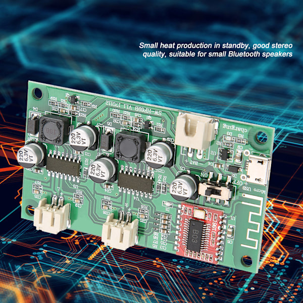 2x6W Bluetooth Effektförstärkarkort DC 5V/3.7V Litiumbatteri med Laddningshantering HF69B