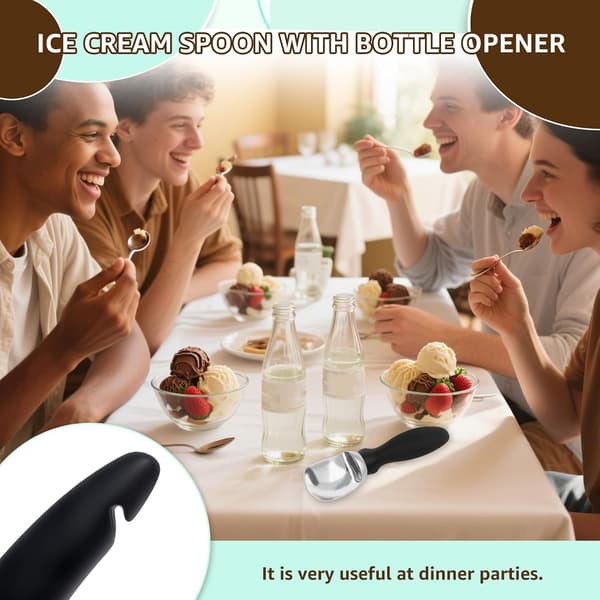 This ice cream scoop has an ergonomic design with a soft, comfortable handle.