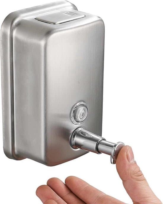 Allecto - Wall-mounted soap dispenser - Hand soap dispenser - Manual soap dispenser - Silver - 500 ml.