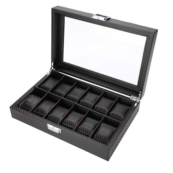 12 Gitter Uhren-Display-Aufbewahrungsbox Uhren-Organizer-Etui aus PU-Leder