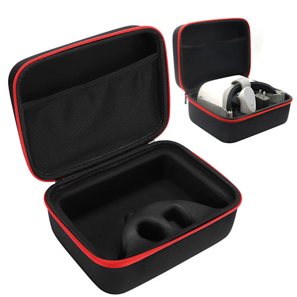 Bærbar Opbevaringstaske Hård Nylon Beskyttende Bæretaske til Oculus Go VR Headset Sort og rød