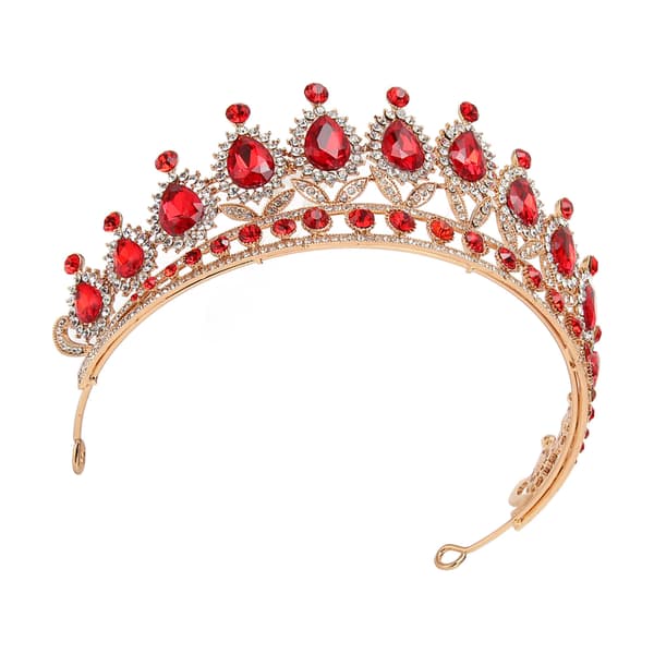 Kronröd Rhinestone Retro Halvcirkel Hårtillbehör Krona för Bröllopsfest Bal
