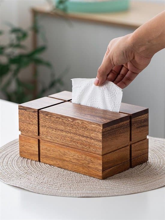 Solid Black Walnut Tissue Box - A Stylish Wooden Tissue Box for Living Room, Coffee Table, or Desk, Measuring 21 × 13 × 8.5 cm