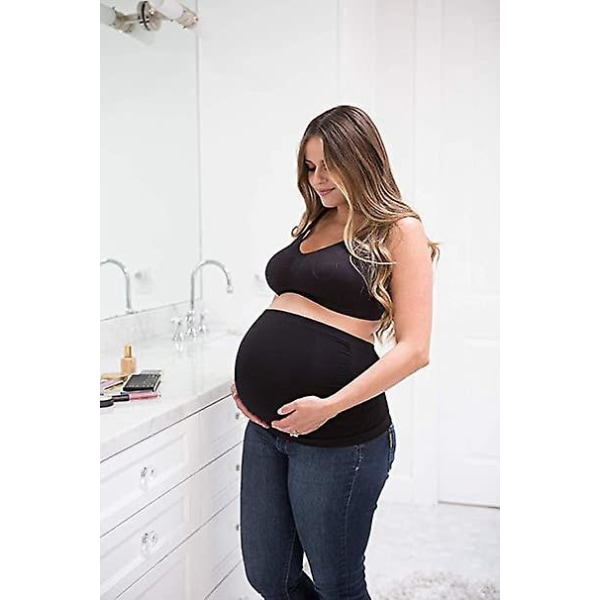 Magebånd for gravide - sett med 2, 95-105 cm, sømløst graviditetsbelte og pannebånd for gravide kvinner
