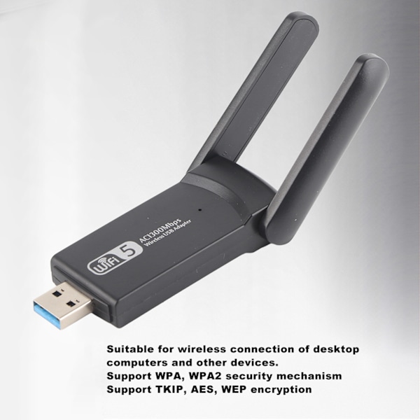 Dual Antenna USB 3.0 WiFi Langaton Verkkokortti 1300Mbps Levykkeellä