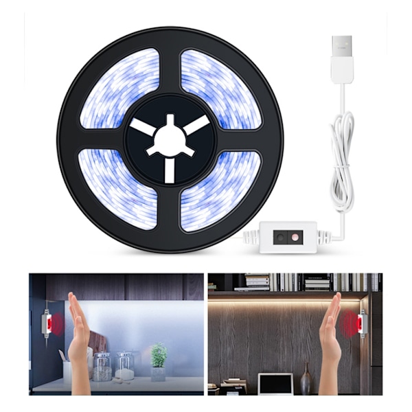 Vanntett LED Strip Smart Håndbevegelsessensor Lyslist USB Trinnløs Dimming Lysstripe for Kjøkkenskap