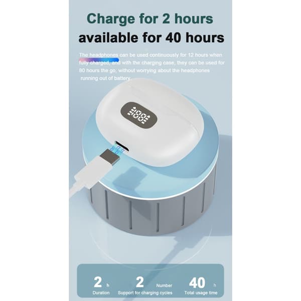 Høreapparat i øreproppform, forsterker lyd, gir klar lydkvalitet, er oppladbart (ingen Bluetooth-funksjon).
