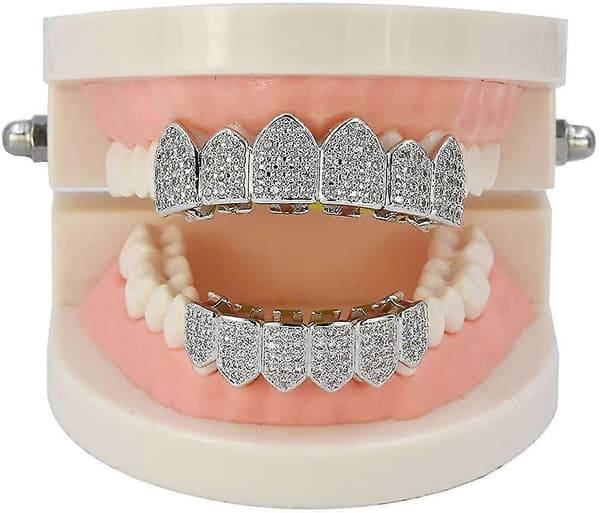 18k kullatut Micro Iced-out Grillz lisävalutangoilla
