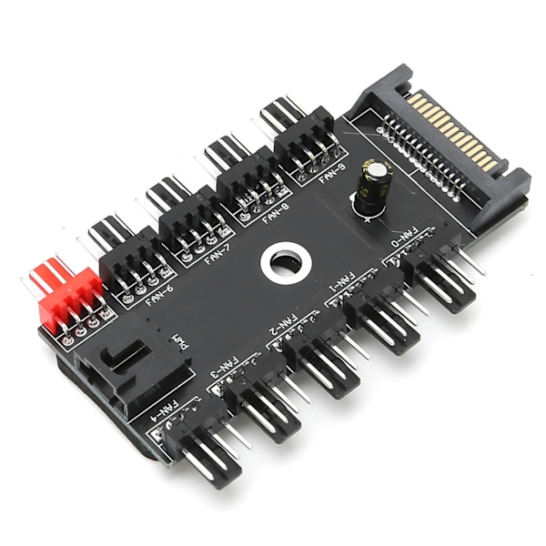 Viftehub 4-Pin PWM Integrert Strømforsyningsadapterkabel 1 til 10 Splitter for CPU-kjøling SATA-port