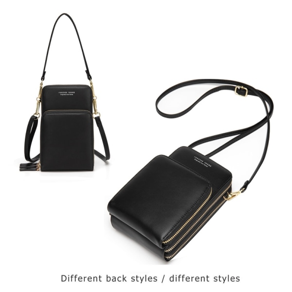 Mini Crossbody -puhelinlaukku naisille, musta black