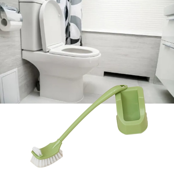 Toiletbørstesæt Plastik Dobbeltsidet Børstehoved Toilet Skrubber Holder Sæt til Hjem Hotel Soveværelse Grøn
