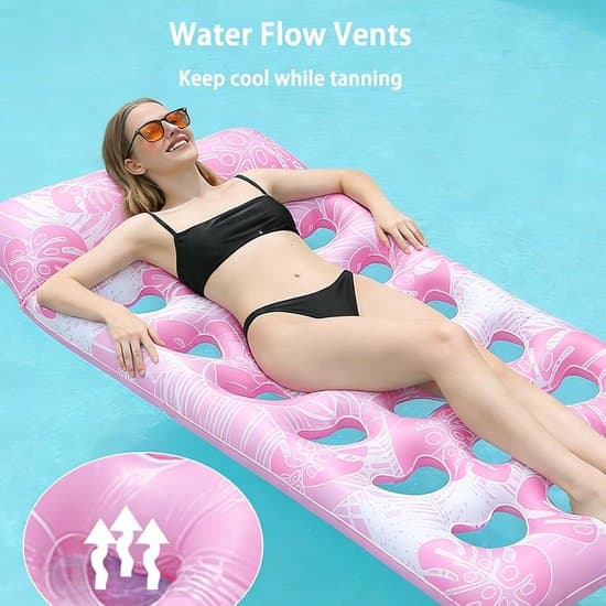 Badering – Poolflåde – Oppustelig poolmadras – Hjerteformet flåde – Rosa – 180 x 90 cm – Til sommer- og vandleg