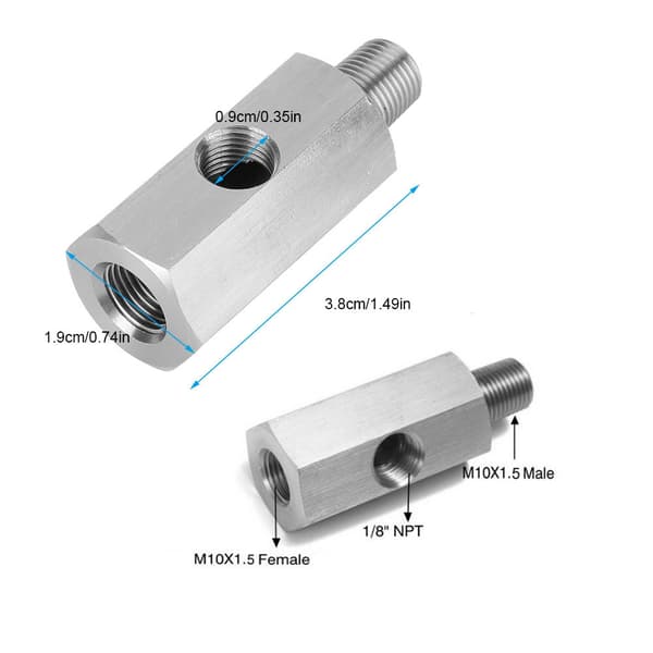 Oljetrykksensor T-stykke i rustfritt stål M10 til NPT-adapter Turbo Supply