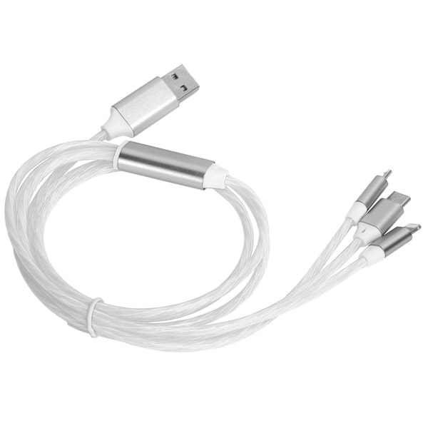 3 in 1 Multi USB -latauskaapeli LED Virtaava Laturi Johto IOS/Type C/Micro Portille Värikäs Valo
