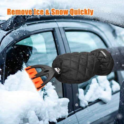 2-pack Windshield Scraper Mitten, Waterproof Warm Car Ice Scraper Glove, Small Freezer Car Window Snow Scraper Tool