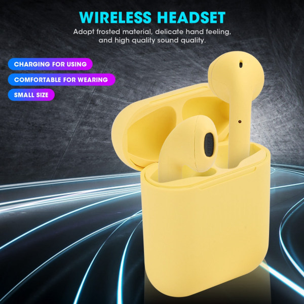 Mini langaton Bluetooth-kuuloke kosketusohjauksella, stereourheilukuuloke korvaan IOS:lle (keltainen)