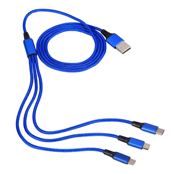 1,2 m 3-in-1-pikalatauskaapeli iPhone- ja Android-puhelimille (sininen)